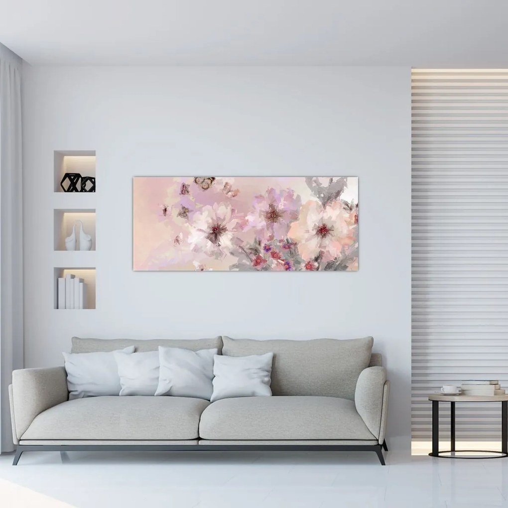 Tablou - Colaj de artă cu fluturi (120x50 cm)