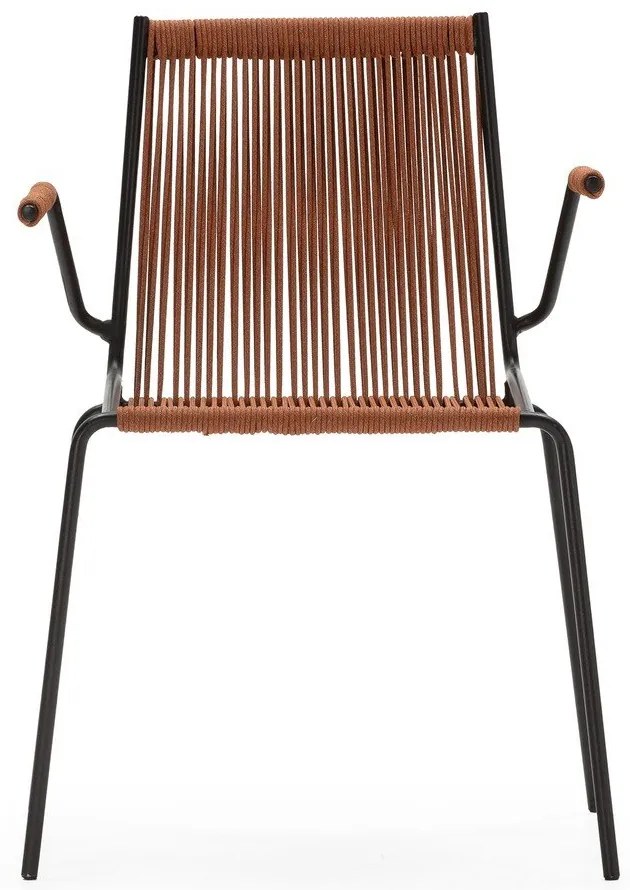 Scaune de dining teracotă cu cotiere/stivuibile 2 buc. din metal Emily – Marckeric