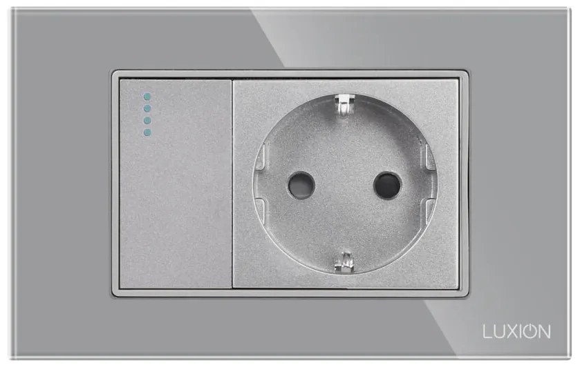 Intrerupator Simplu Cap Scara + Priza cu Rama din Sticla LUXION, Standard Italian, 3M