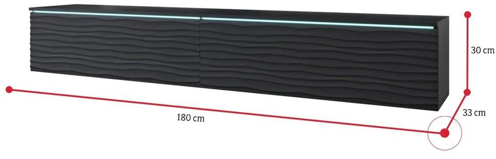 Expedo Comodă TV MENDES D 5, 180x30x33, albă/fala, fără iluminare LED