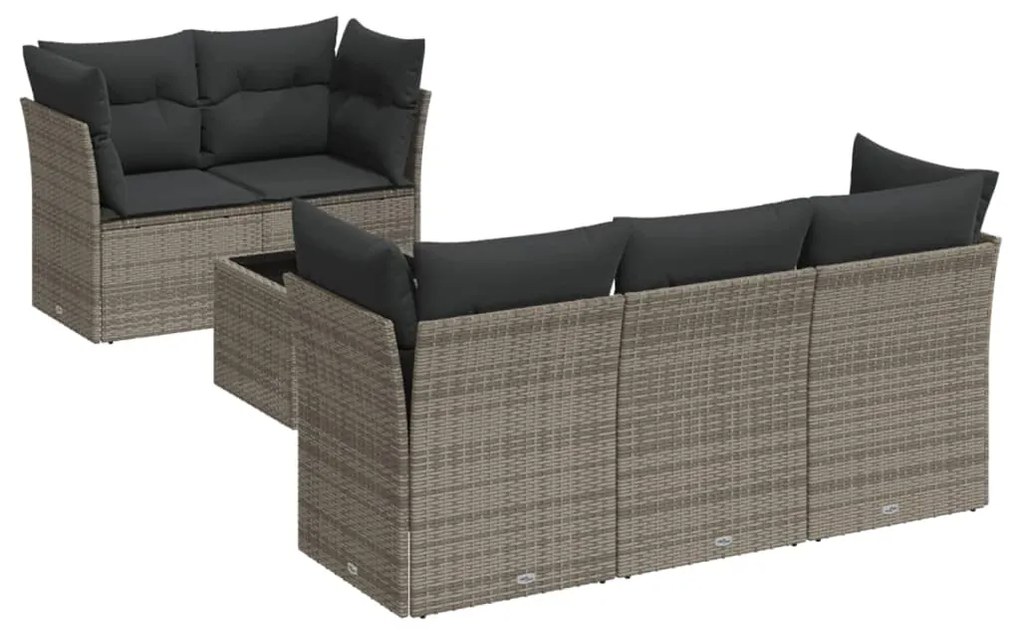 3249089 vidaXL Set mobilier grădină cu perne, 6 piese, gri, poliratan