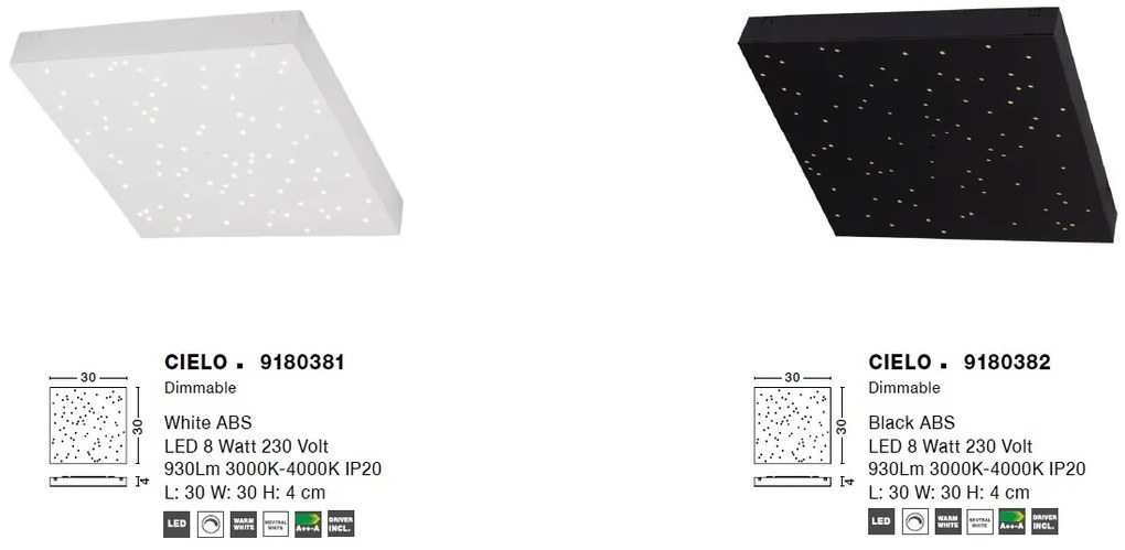 Plafoniera LED dimabila design cer înstelat CIELO negru NVL-9180382