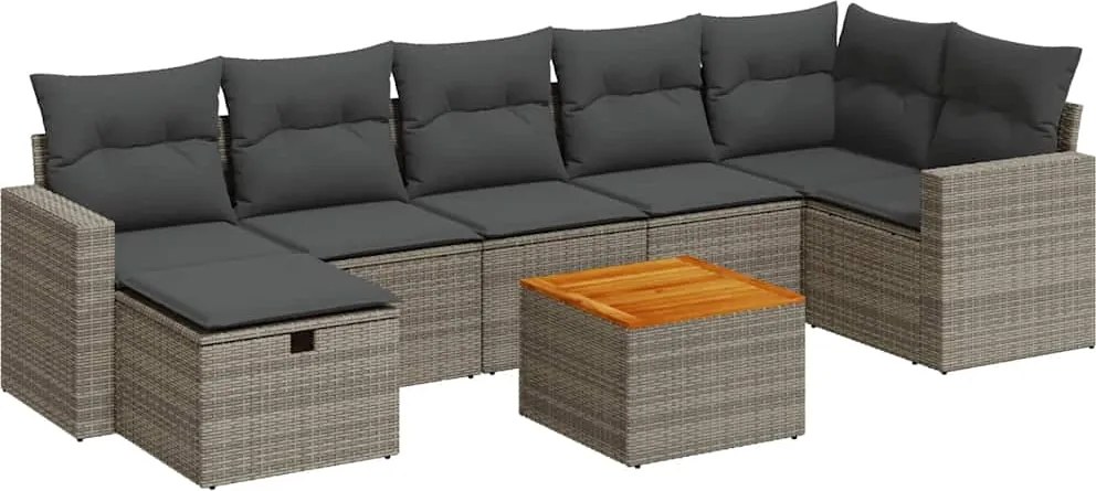 vidaXL Set canapele de grădină cu perne, 8 piese, gri, poliratan