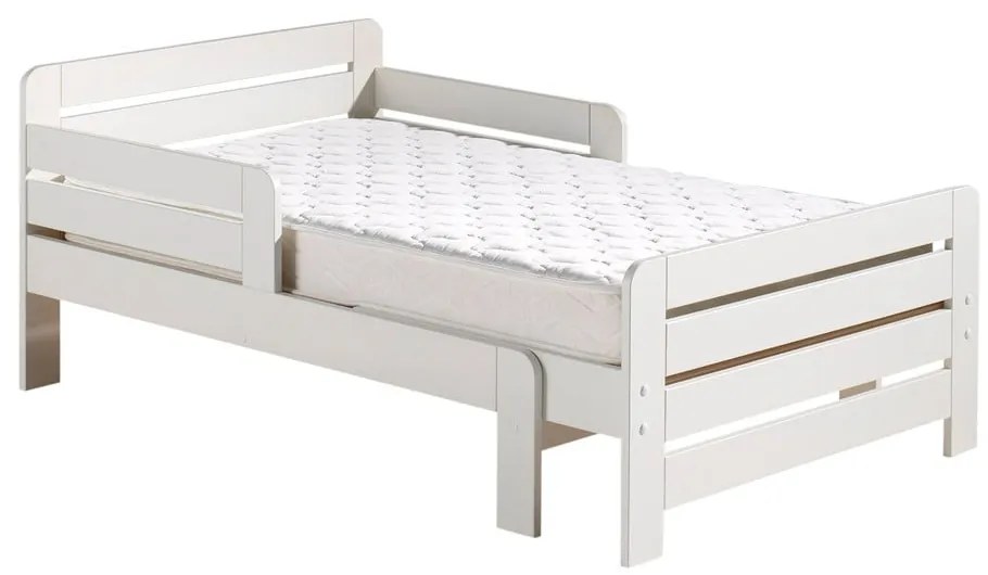 Pat pentru copii alb reglabil din lemn de pin cu somieră Jumper – Vipack