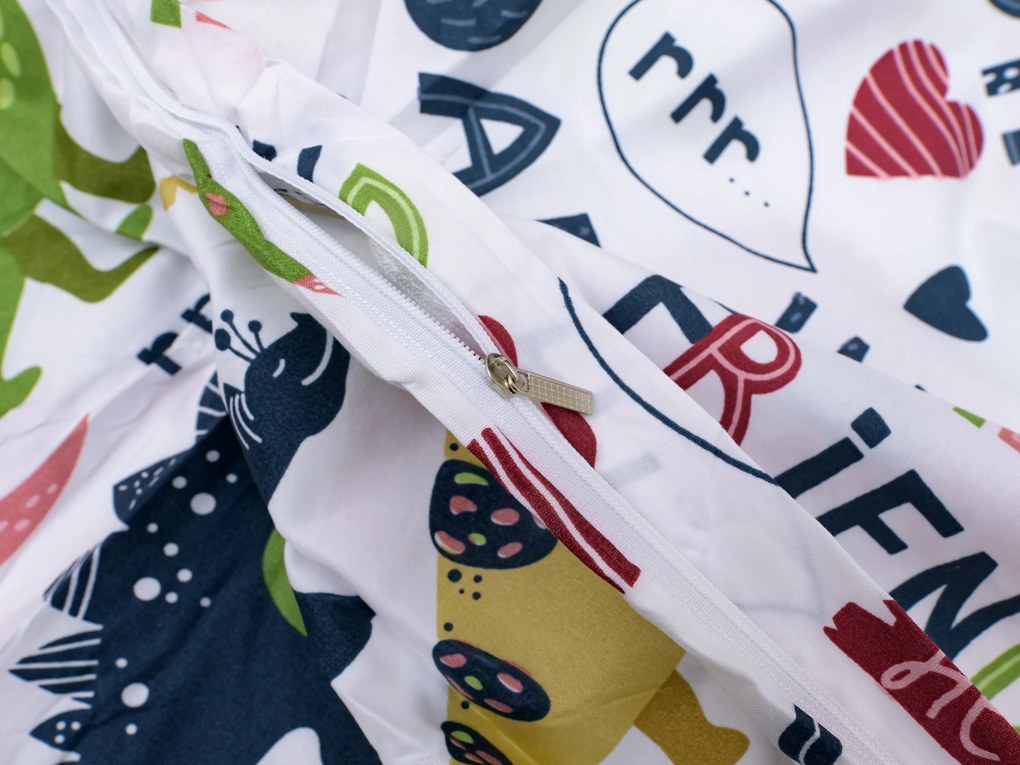 Lenjerie de pat din bumbac WILD FRIEND alba Dimensiune lenjerie de pat: 70 x 90 cm | 140 x 200 cm