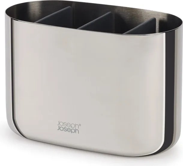 Suport pentru periuța de dinți argintiu lucios din oțel inoxidabil EasyStore Luxe – Joseph Joseph