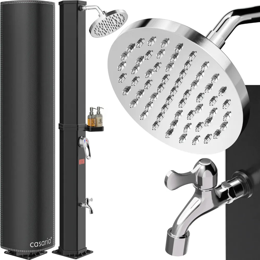 Duș solar cu capac HAVANA, 60 l, negru Casaria