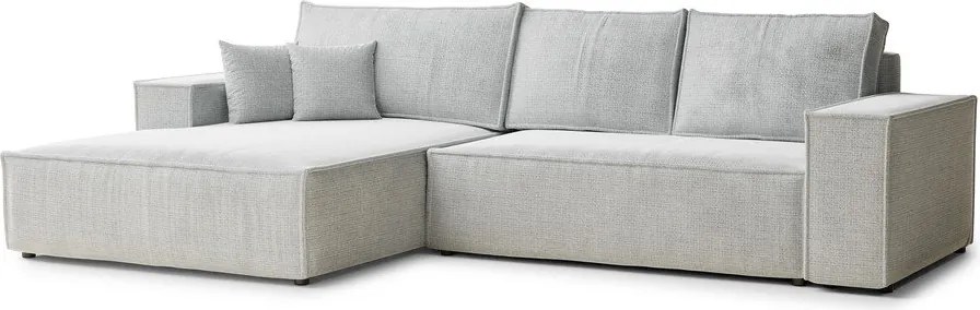 Colțar gri deschis extensibil/cu spațiu de depozitare cu tapițerie din chenille (cu colț pe partea stângă/cu șezlong) Maze – Maison de Rêve