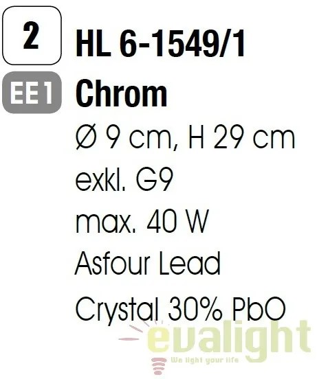Pendul elegant cristal Asfour Rita HL 6-1549/1 chrom OR