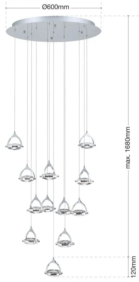 Lustra LED suspendata cu cristal K9 design lux MOON 12L