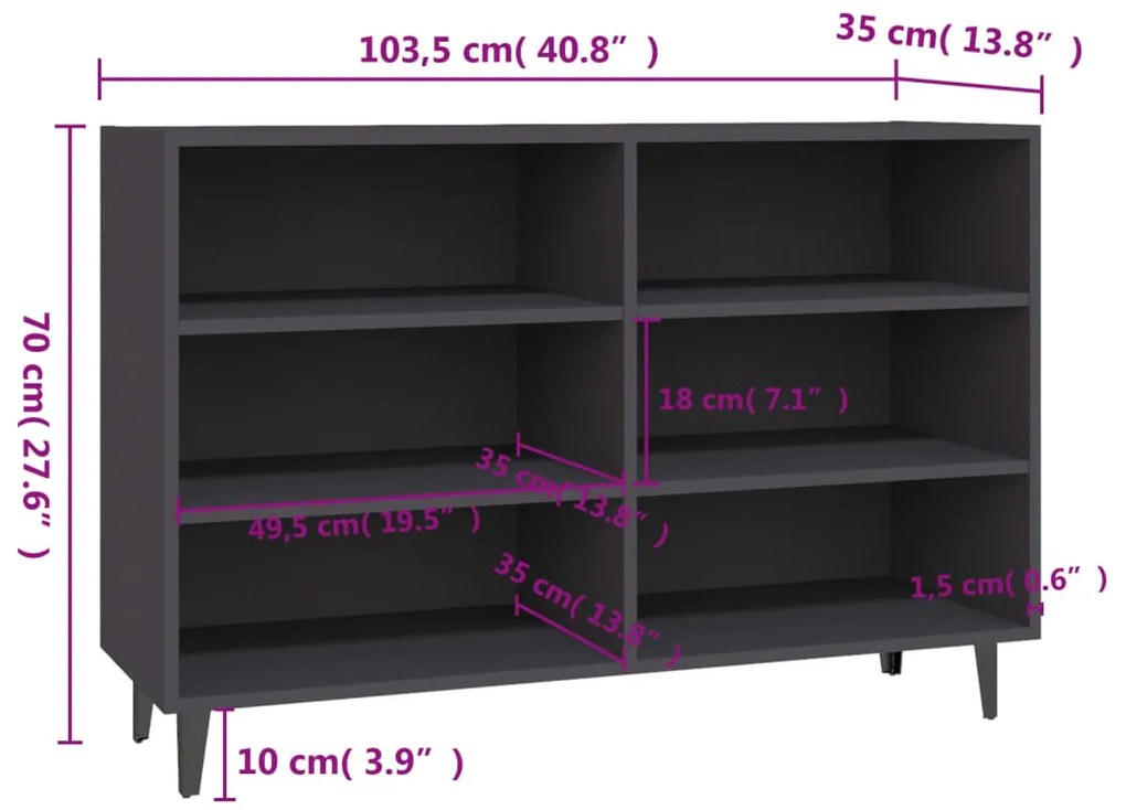 Servanta, gri, 103,5x35x70 cm, PAL 1, Gri