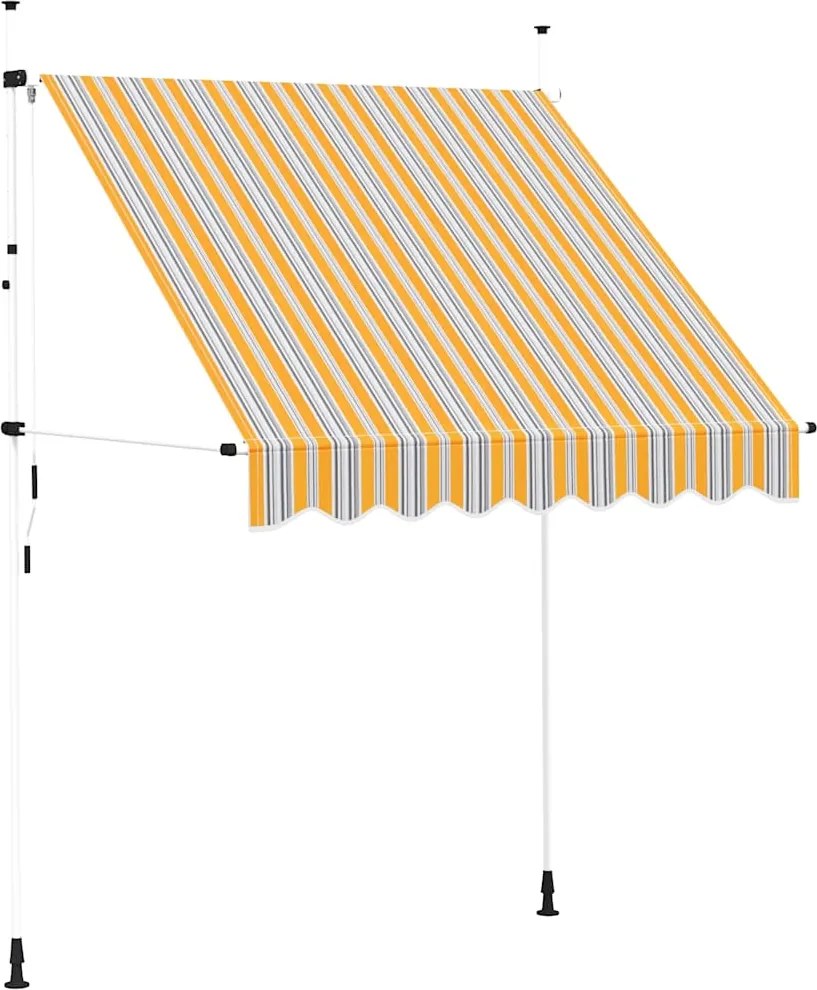 vidaXL Copertină retractabilă manual, dungi galben și albastru, 200 cm