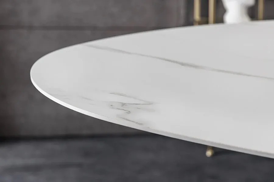 Masa ovala SCULPTURE 280cm ceramica alba