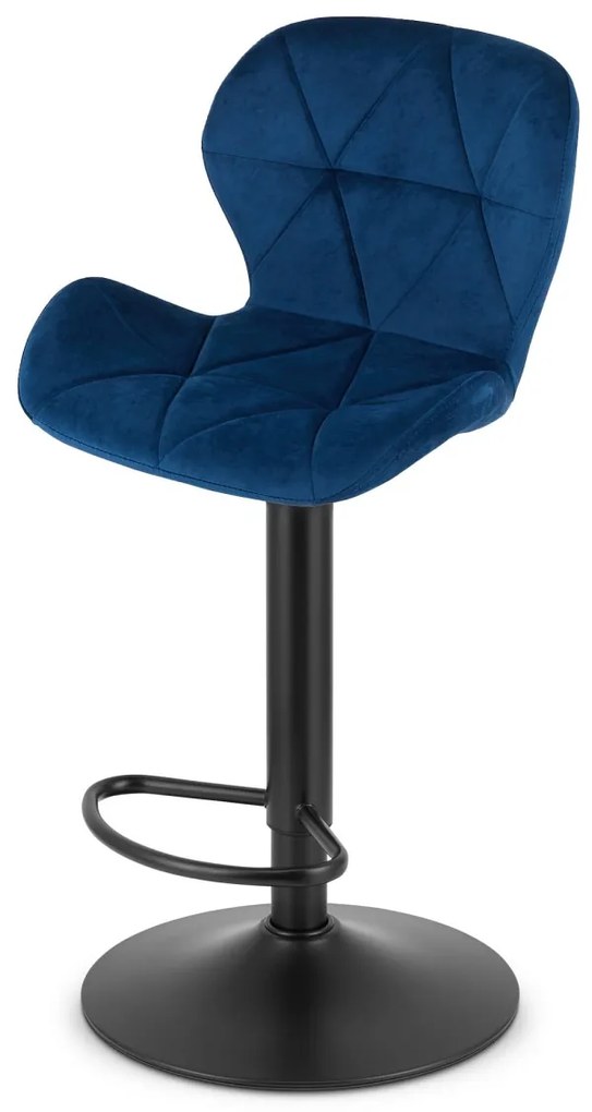 Scaun de bar cu picior negru WEST VELVET, albastru