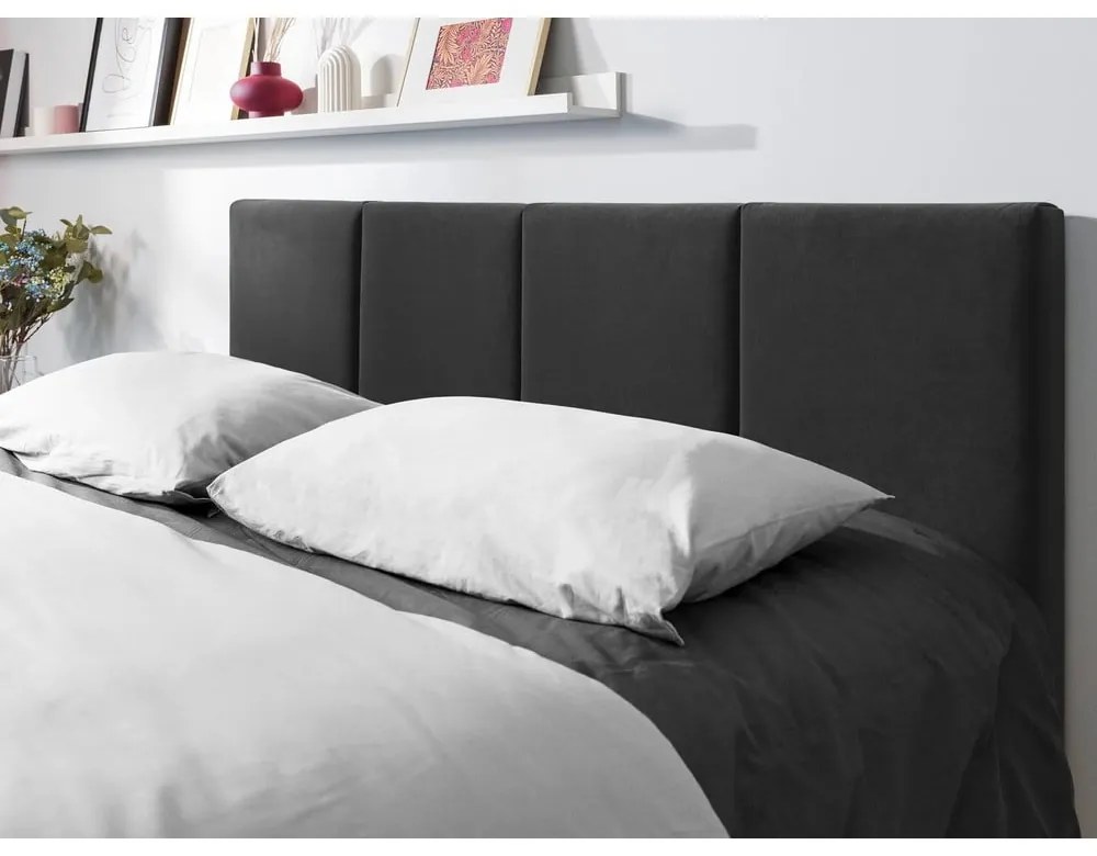 Pat matrimonial 160x200 cm gri închis tapițat cu spațiu de depozitare cu somieră Juniper – Mazzini Beds