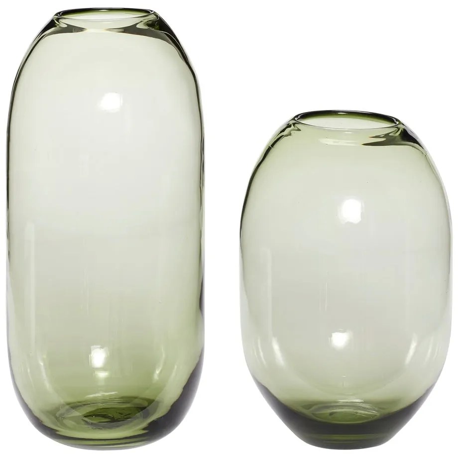Vaze verde 2 buc. din sticlă lucrate manual (înălțime 38 cm) Moss – Hübsch
