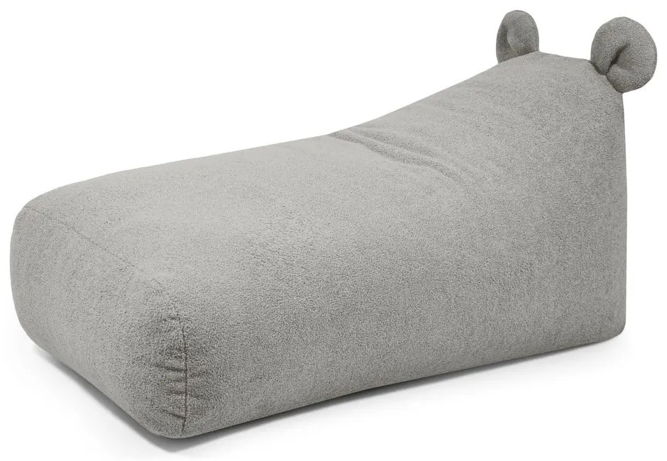 Fotoliu puf pentru copii gri deschis cu tapițerie din țesătură bouclé Snug 130 Bear – SLOWDOWN