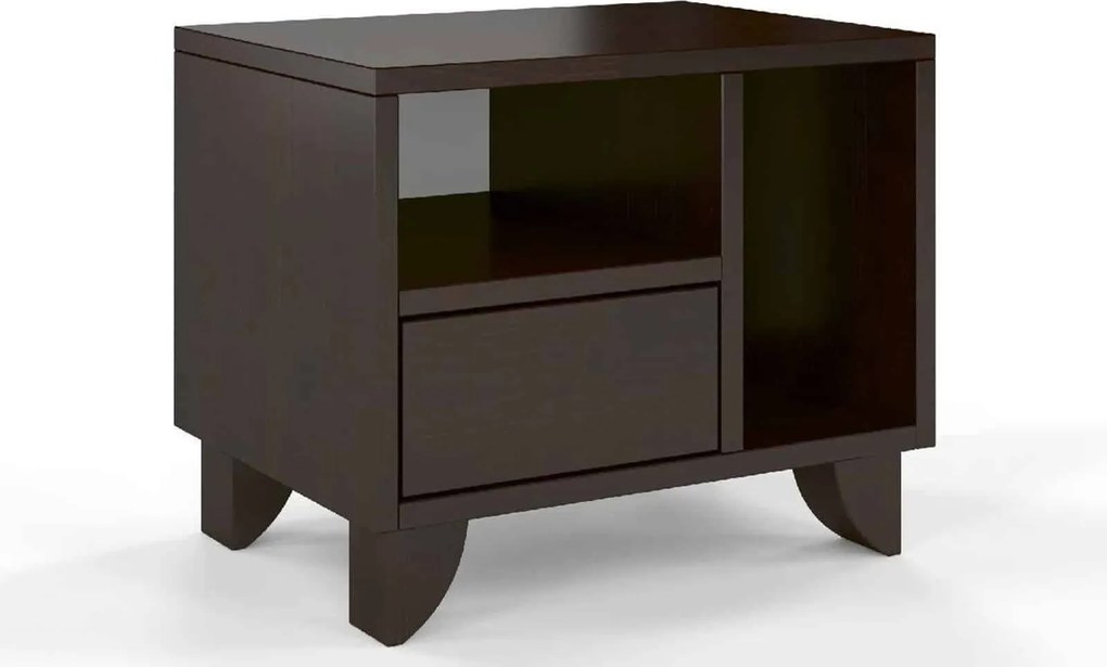 Noptieră lemn masiv TerraCraft 1 Sertar 2 Rafturi Pin, 45 × 35 × 39 cm - Alb Pur