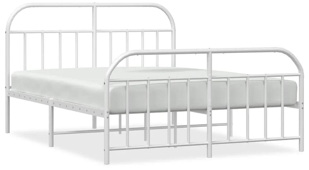 353706 vidaXL Cadru de pat metalic cu tăblie de cap/picioare, alb, 180x200 cm