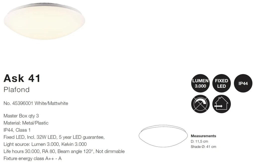 Plafoniera LED pentru baie Ask 41 45396001 NL