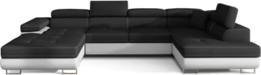 Coltar extensibil dreapta 6 locuri ELTAP, Rod-06, Rodrigo, 345x202x90 cm, lemn/poliester, negru/alb