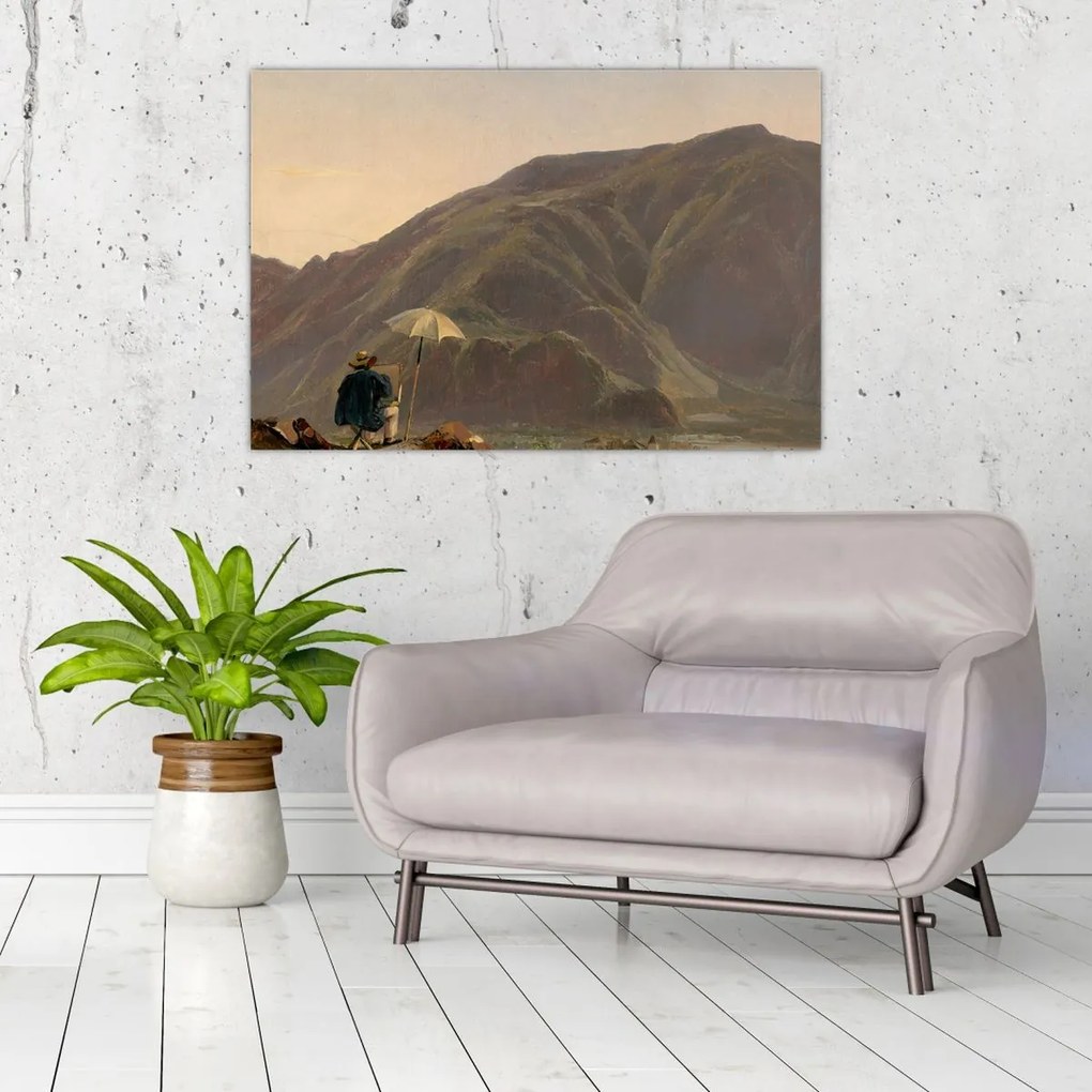 Tablou - Jules Coignet, View of Bozen with a Painter, reproducere (90x60 cm)