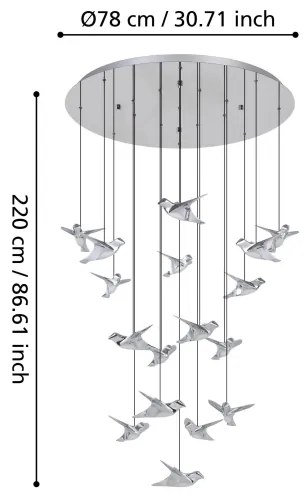 Lustră LED dimabilă pe cablu Eglo 390402 PARATEBUENO 17xLED/3W/230V crom