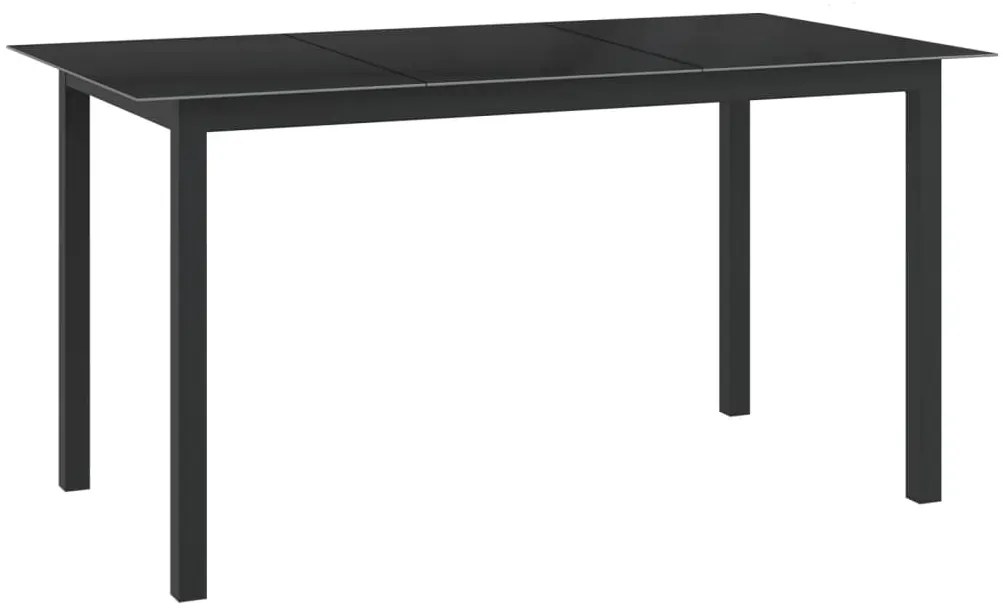 vidaXL Masă de grădină, negru, 150x90x74 cm, aluminiu și sticlă