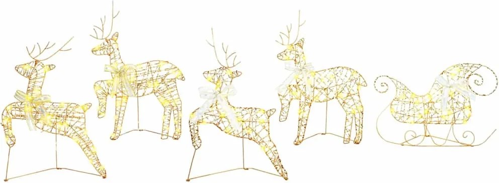 vidaXL Reni LED cu 40 LED 5 pcs Auriu PET