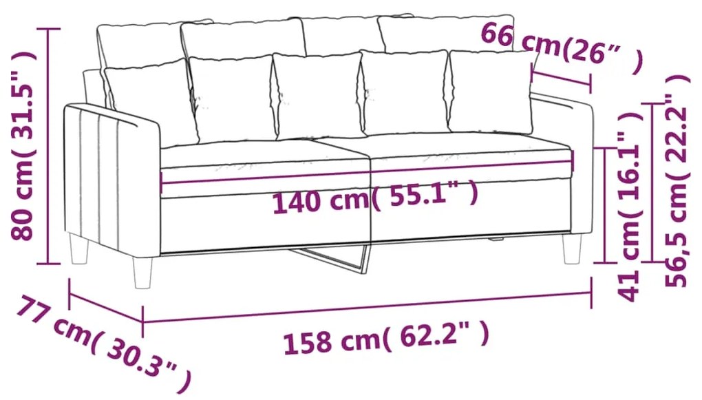 Canapea cu 2 locuri, rosu vin, 140 cm, catifea Bordo, 158 x 77 x 80 cm