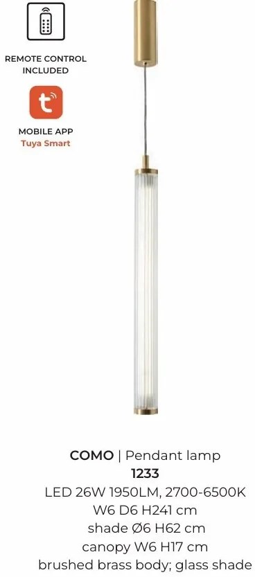 Lustra LED smart cu telecomanda COMO alama periata