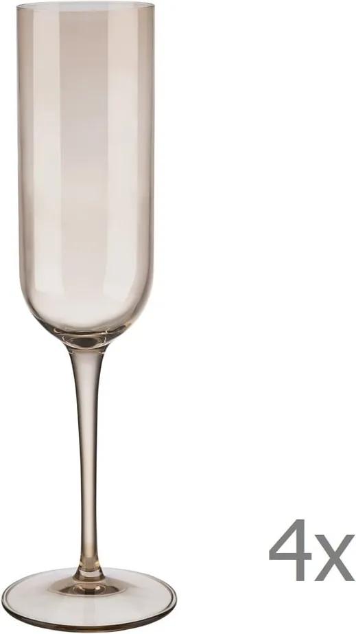 Set 4 pahare pentru șampanie Blomus Fuum, 210 ml, maro transparent