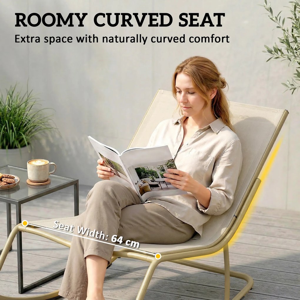 Outsunny Șezlong Balansoar Exterior, Șezut 63 cm, Pernă inclusă, Culoare Bej. | Aosom Romania