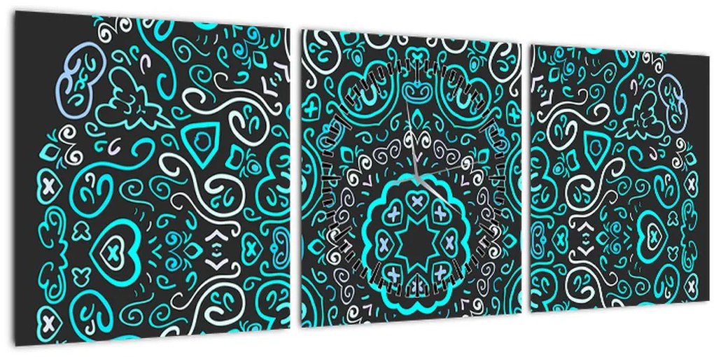 Tablou cu abstracție ornamentală (cu ceas) (90x30 cm)