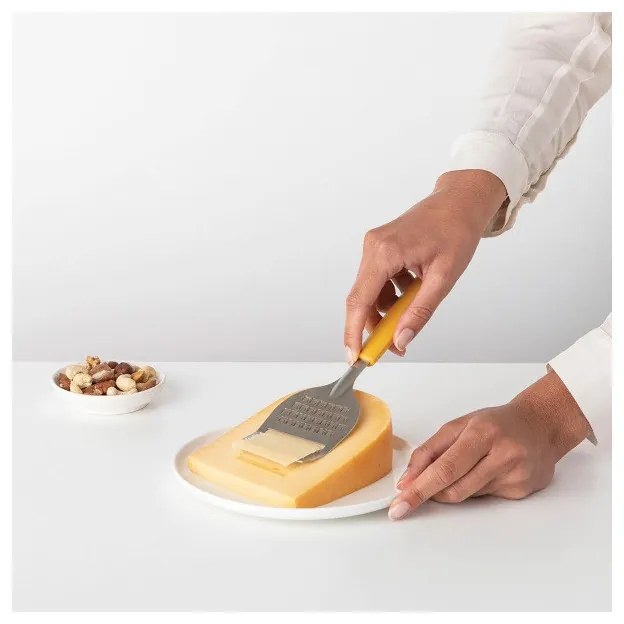 Cutit pentru branza cu razatoare Brabantia Tasty+ 1001191, Lama lustruita cu ultrasunete, Otel inoxidabil, Galben