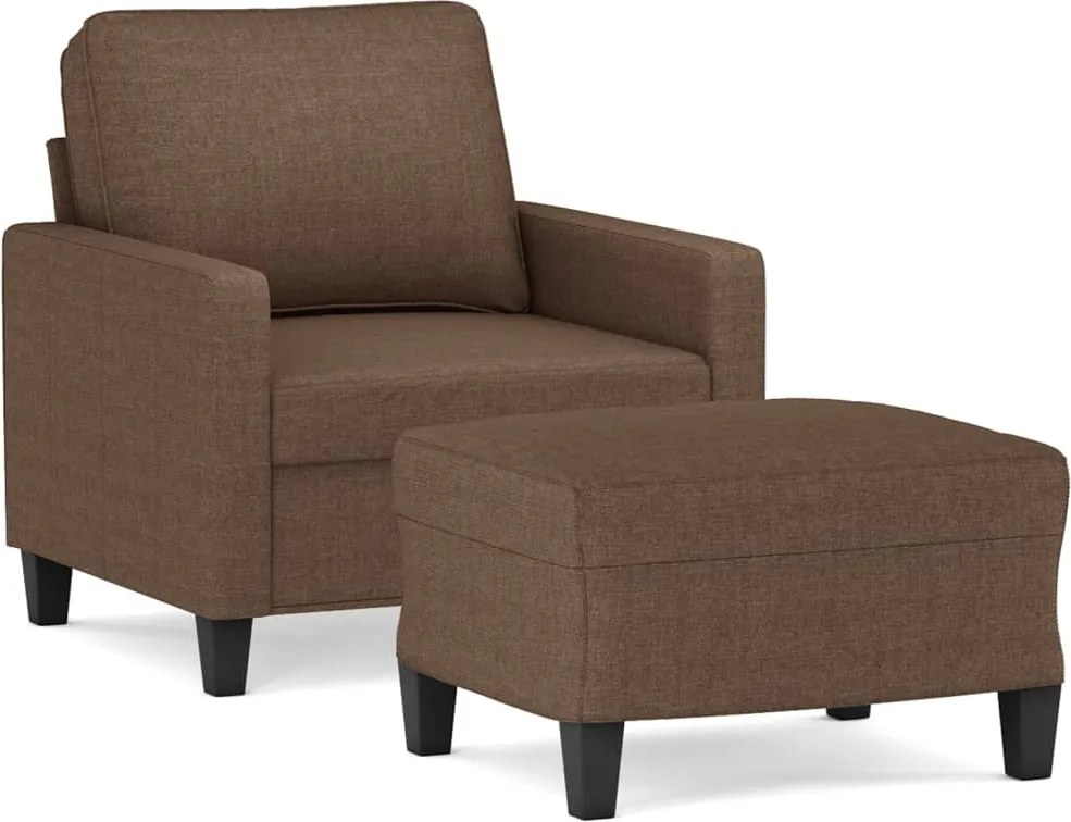 vidaXL Fotoliu canapea cu taburet, maro, 60 cm, material textil
