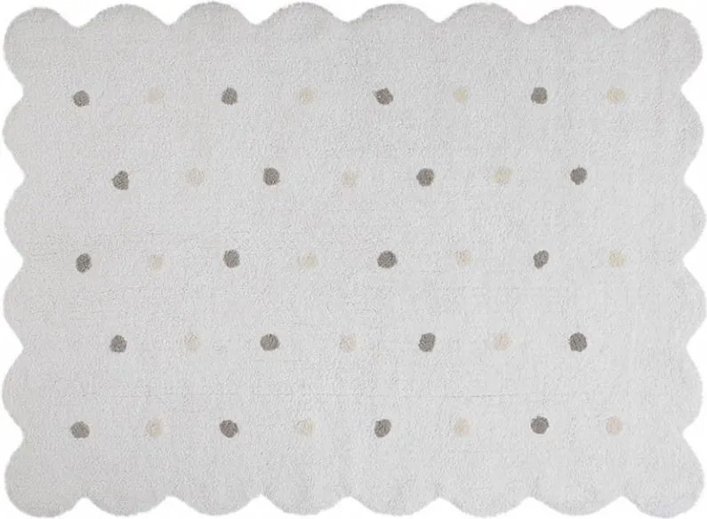 Covor dreptunghiular alb pentru copii din bumbac 120x160 cm Biscuit White Lorena Canals