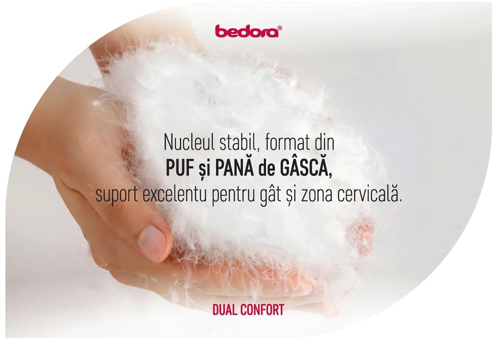 Perna Dual Hybrid Confort, 100% puf si pana de gasca, gel fiber 50 x 70 cm