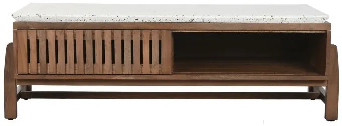 Masuta de cafea, din lemn de acacia si blat din terrazzo cu spatiu de depozitare, Brione