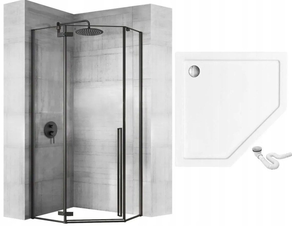 Cabina de dus Diamond negru mat 90x90 cm