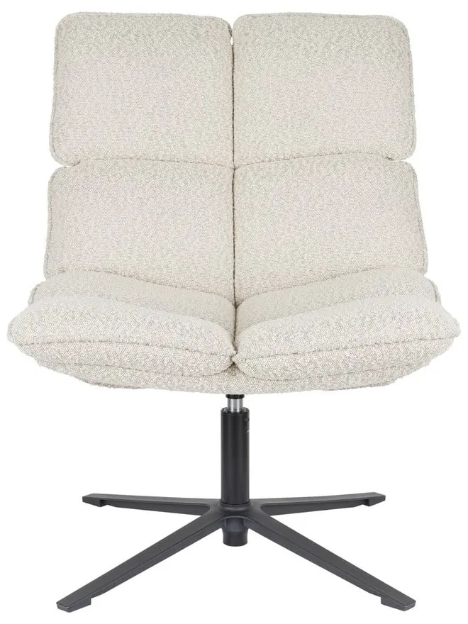 Fotoliu crem pivotant cu tapițerie din țesătură bouclé Bros – White Label