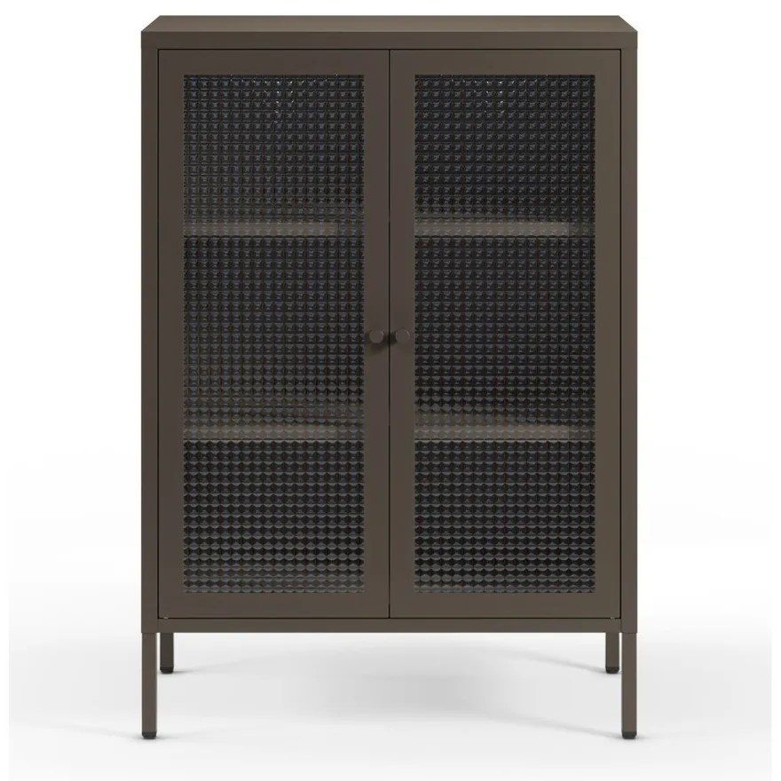 Vitrină gri din metal 70x100x40 cm Layna – Marckeric