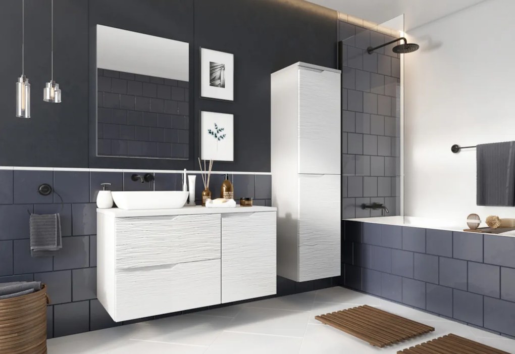Supermobel Dulap pentru baie NICEA W35 SL, 35x136,9x31,9, alb / model, dreapta