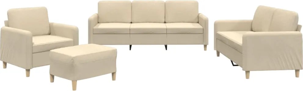 vidaXL Set de canapele cu perne, 4 piese, crem, textil