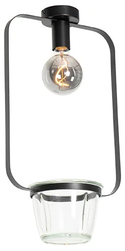 Plafoniera moderna neagra cu sticla dreptunghiulara - Roslini