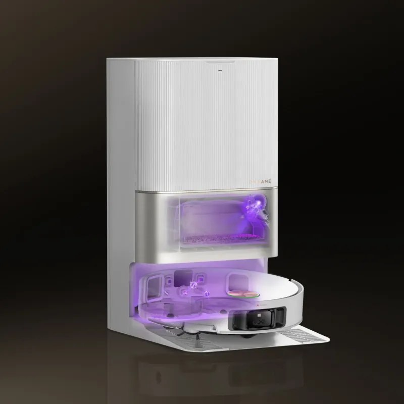 Aspirator robot Dreame X50 Ultra RLX85CE‑6‑WH, 20000 Pa, Recunoastere AI a obstacolelor, Navigare 360°, Control vocal, Sterilizare UV, Alb
