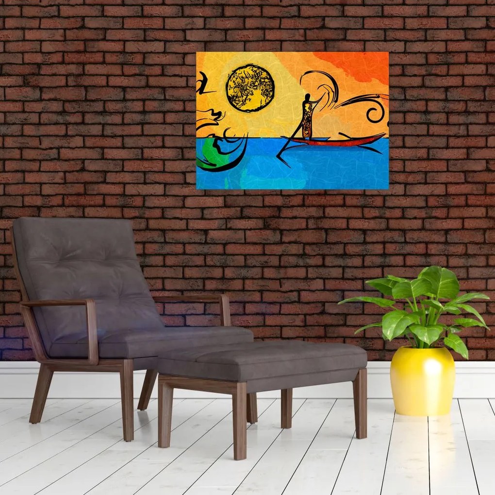 Tablou pe sticlă cu pictură străveche (70x50 cm)