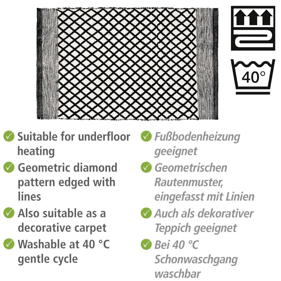 Covoraș de baie alb-negru din plastic reciclat 50x80 cm Tara – Wenko