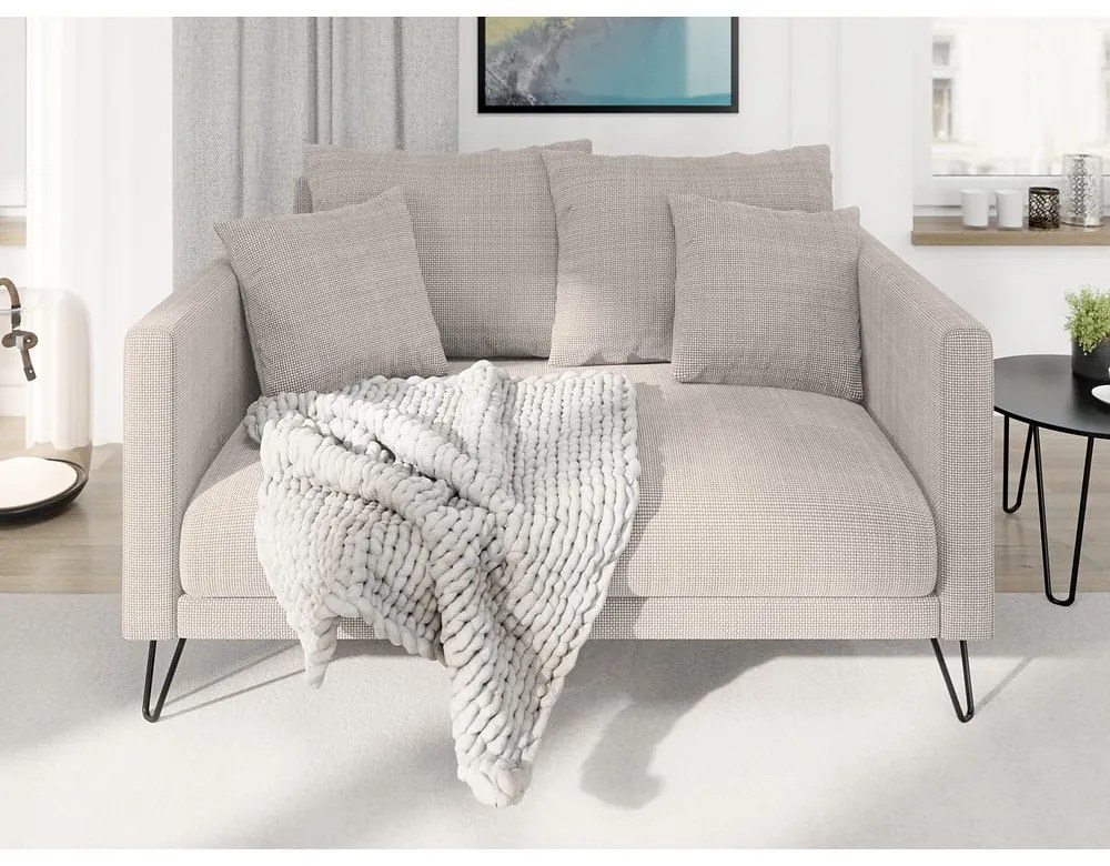 Canapea maro deschis cu tapițerie din chenille 140 cm Freya – Ropez