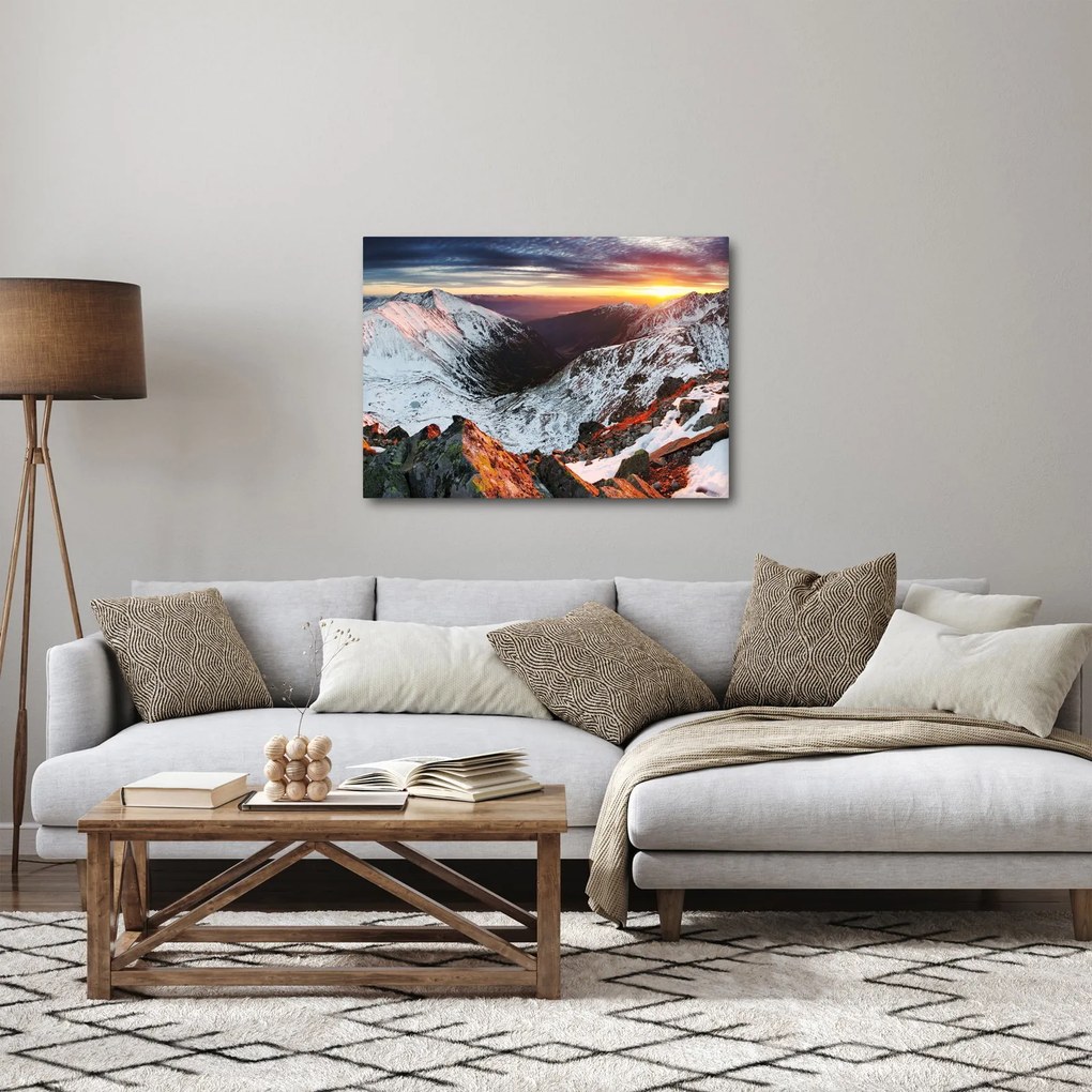Tablou - Panoramă montană de iarnă (70x50 cm)